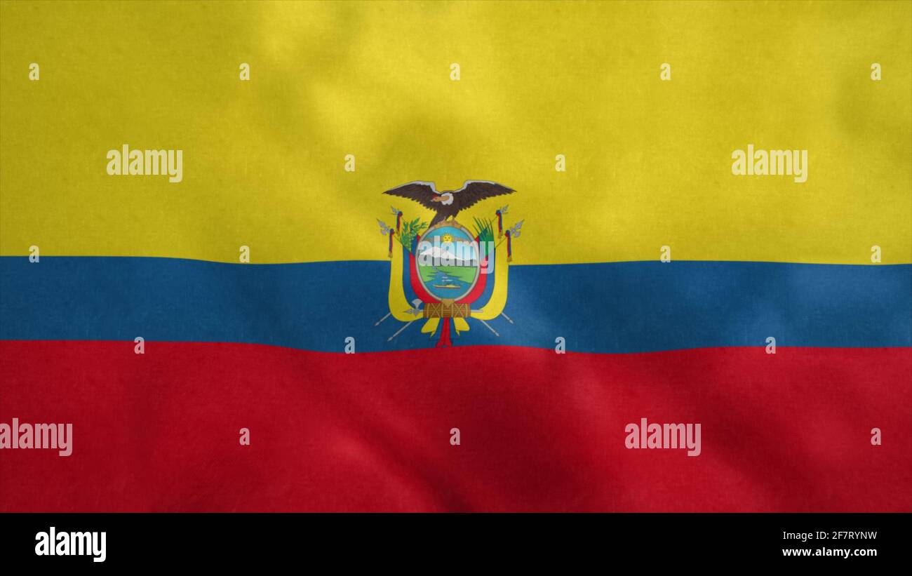 Die Nationalflagge Ecuadors weht im Wind. 3d-Illustration Stockfoto