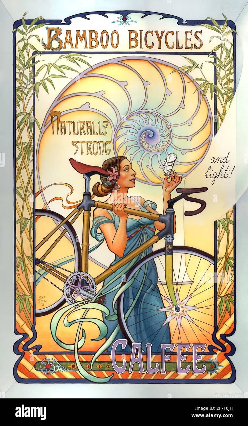 Ein altes Werbeplakat für Bamboo Bicycles Stockfoto
