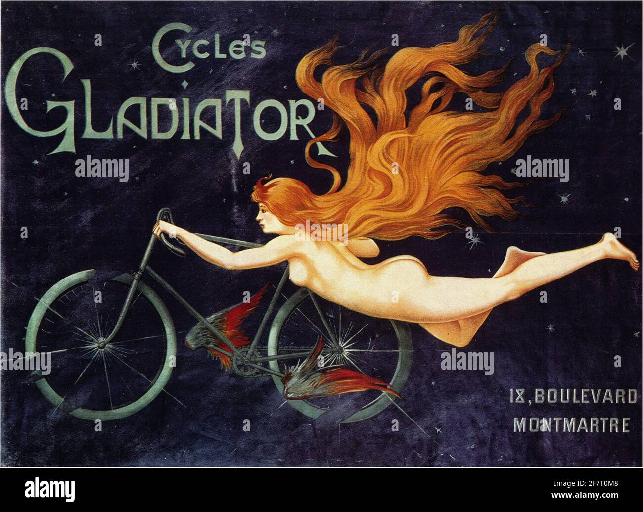 Ein altes Werbeplakat für Gladiator Cycles in Paris Stockfoto