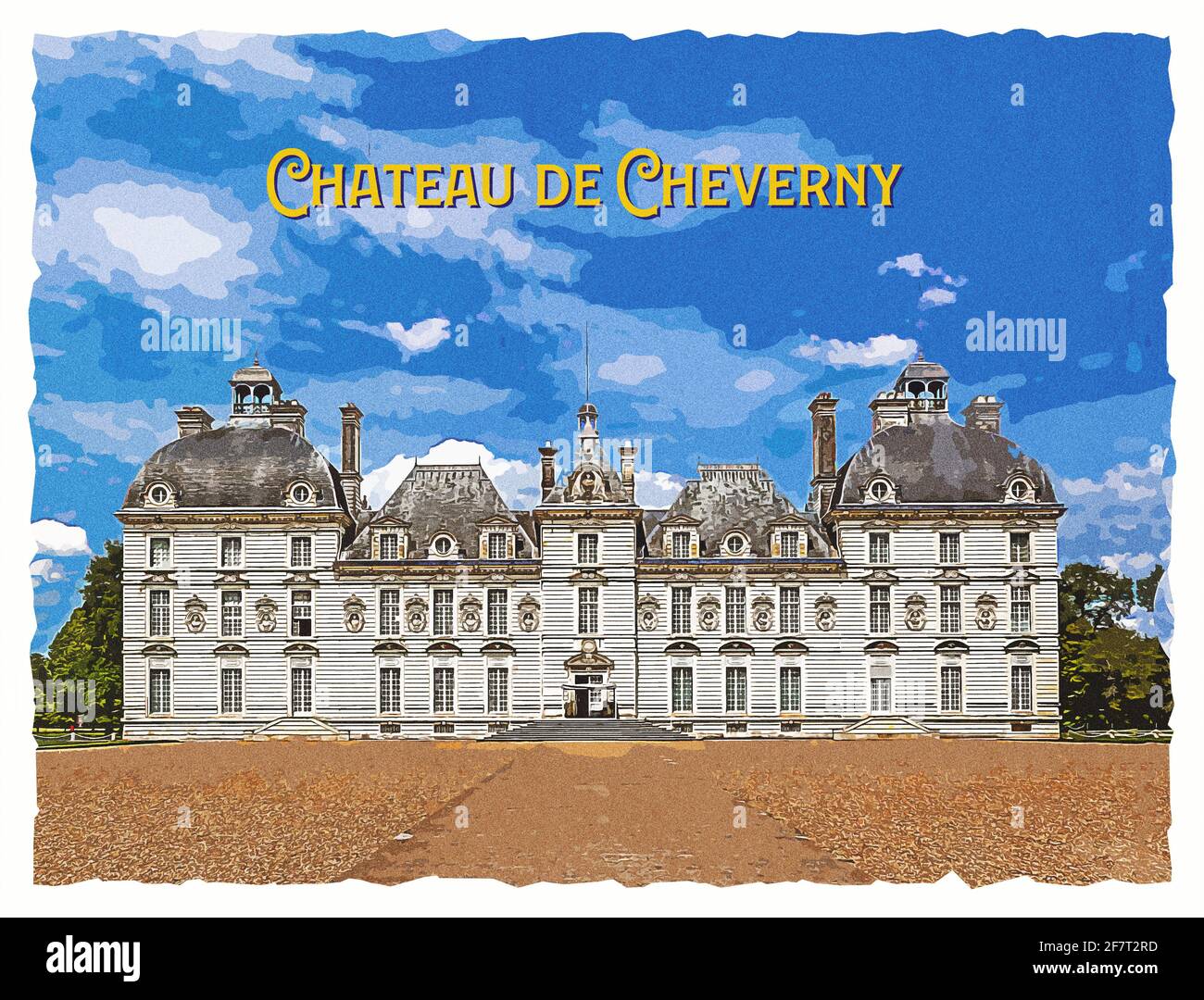 Berühmte Burg des Loire-Tals Chateau de Cheverny. Cheverny, Loir-et-Cher, Frankreich. Alte Abbildung im Fotostil. Stockfoto