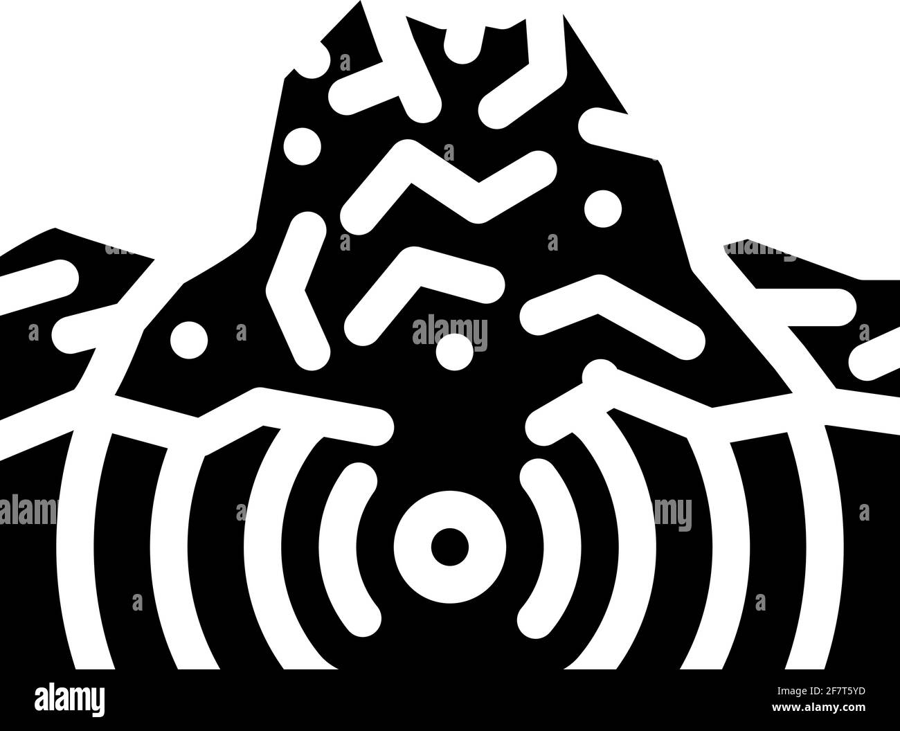 Erdbeben Vulkan Glyphe Symbol Vektor Illustration schwarz Stock Vektor