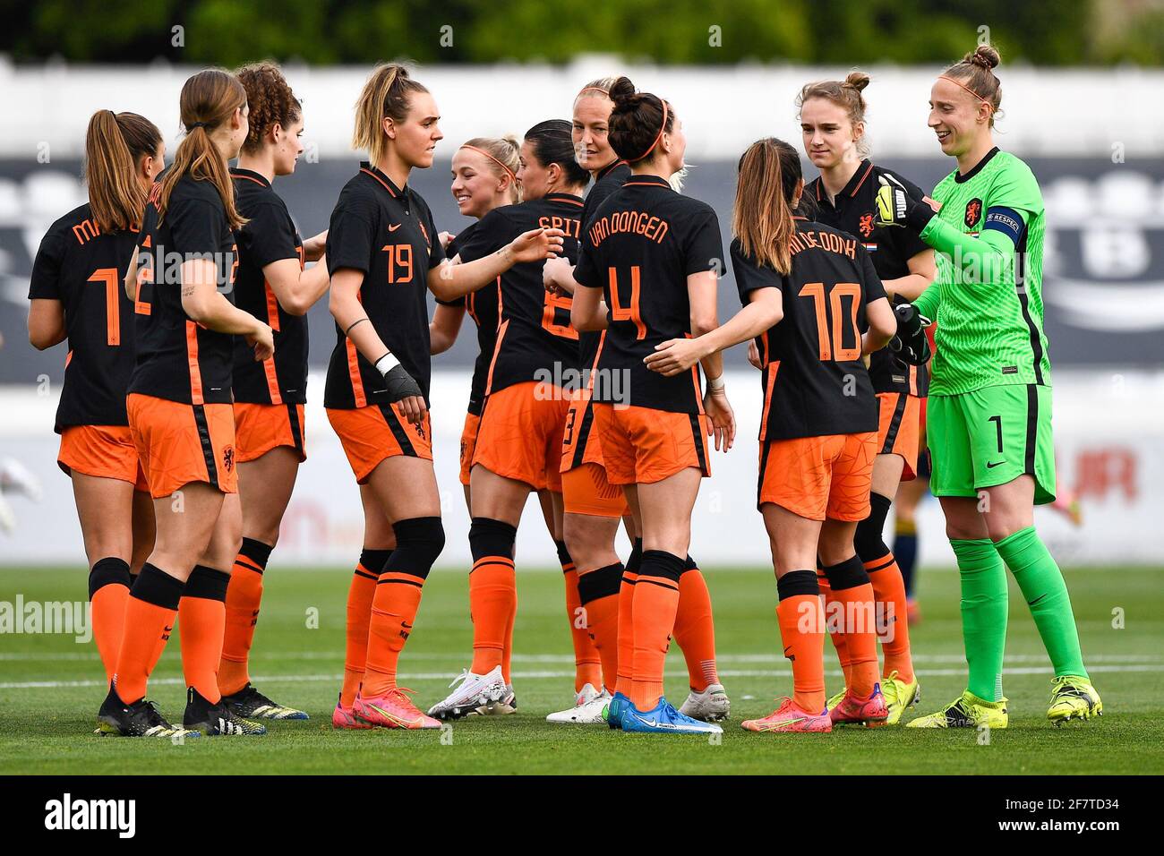 MARBELLA, SPANIEN - 9. APRIL: Team der Niederlande beim Freundschaftsspiel der Frauen International zwischen Spanien und den Niederlanden im Estadio Municipal de M Stockfoto