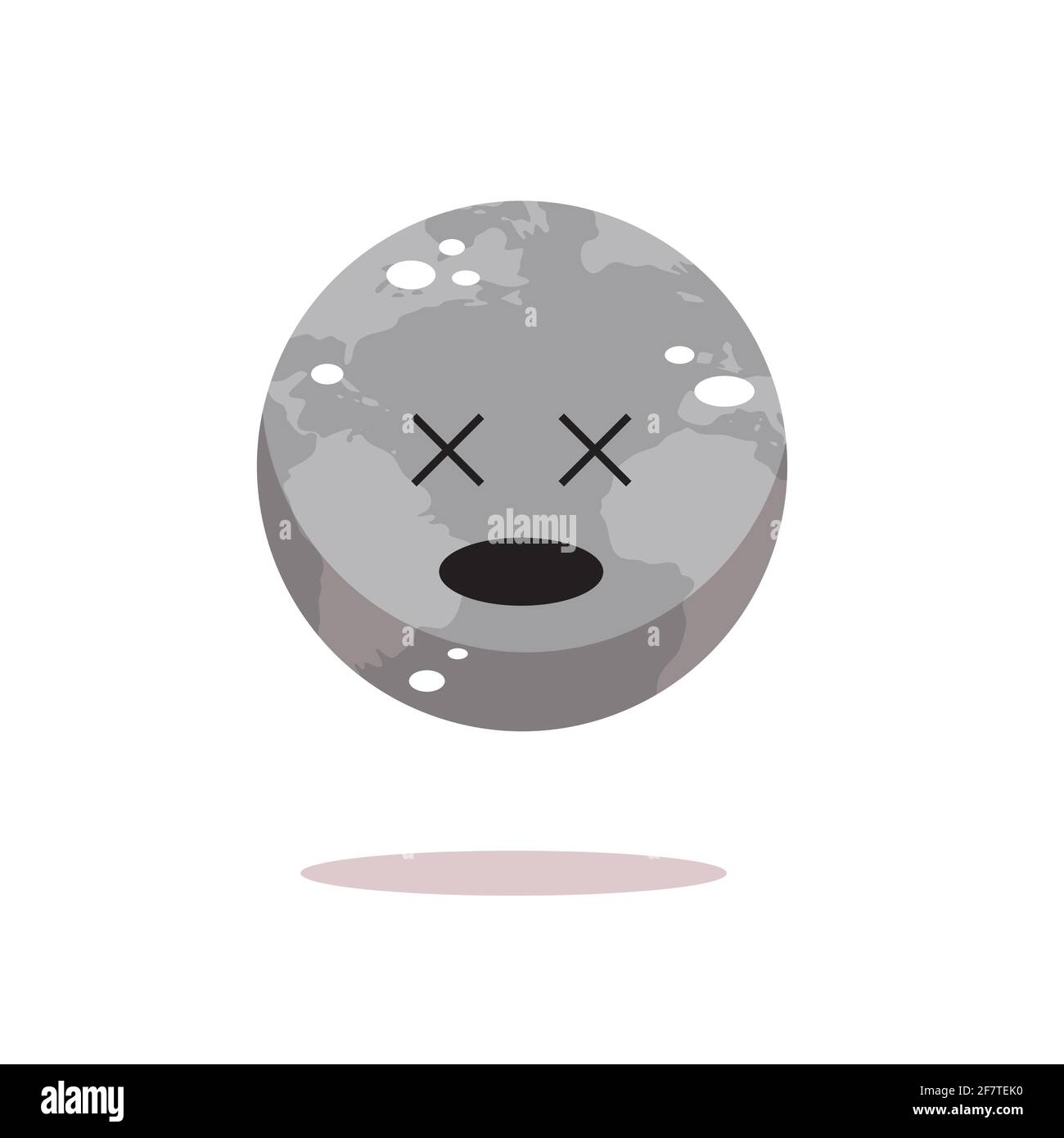 Traurige Erde Charakter unglücklich Cartoon Maskottchen Globus Persönlichkeit zeigt krank Gesicht sagen, keine Plastik schlechte Ökologie Klimawandel retten Planeten Konzept isoliert Stock Vektor