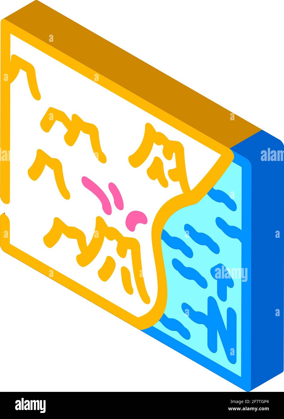 Farbe der Illustration des isometrischen Symbolvektors auf der Vulkankarte Stock Vektor