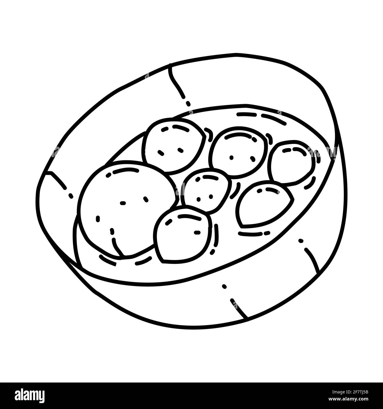 Bakso Indonesian Food Handgezeichnetes Symbolset Vektor. Stock Vektor