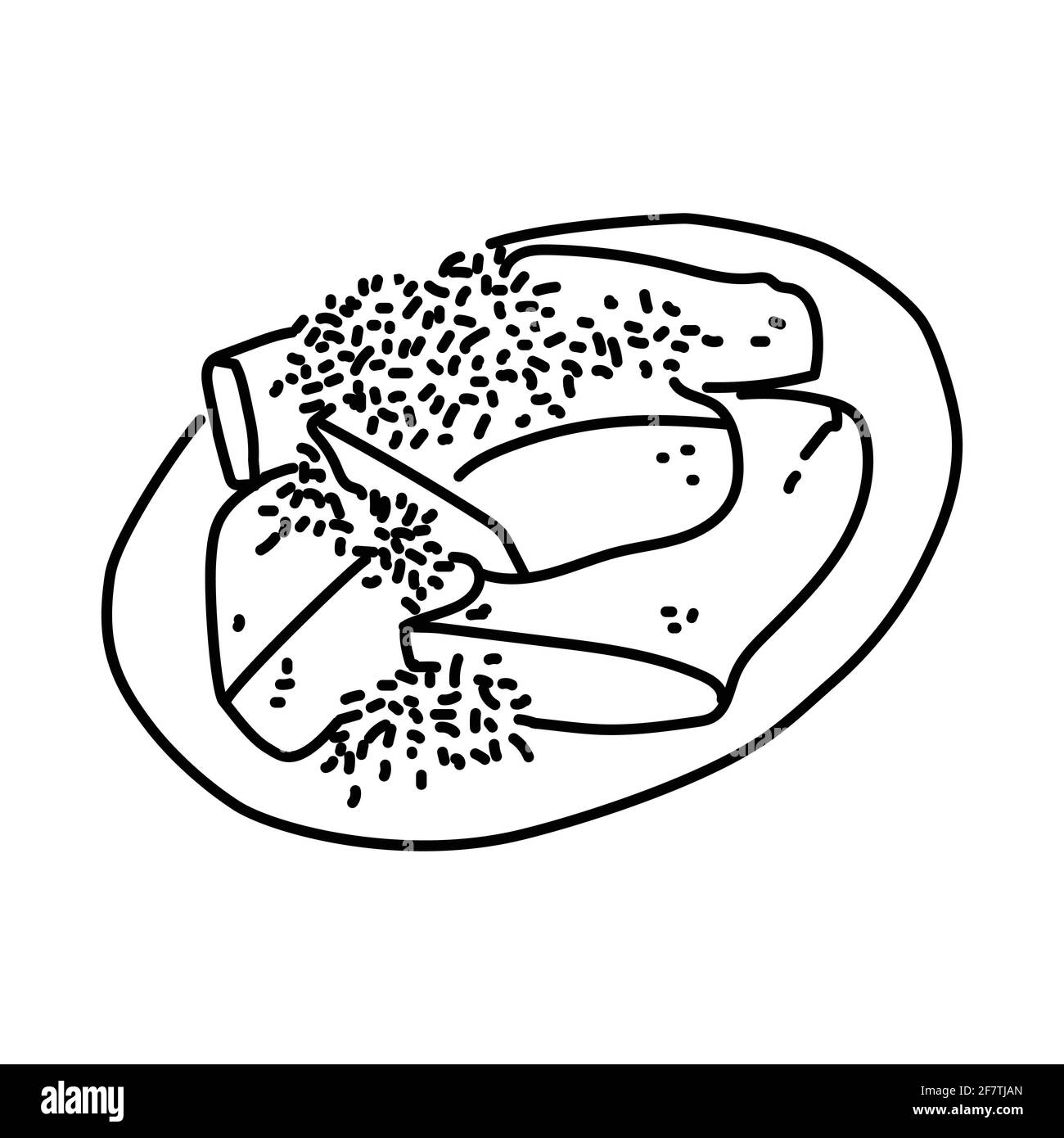 Getuk Indonesian Food Handgezeichnetes Symbolset Vektor. Stock Vektor