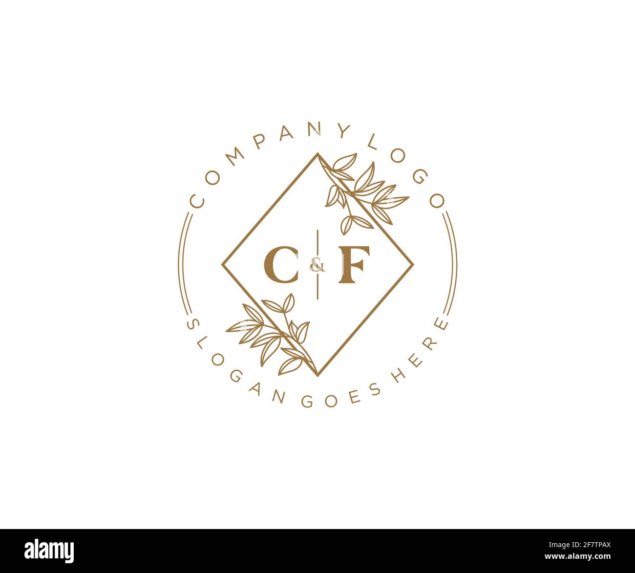CF Buchstaben schöne florale feminine editierbare vorgefertigte Monoline Logo geeignet für Spa Salon Haut Haar Schönheit Boutique und Kosmetik Unternehmen. Stock Vektor