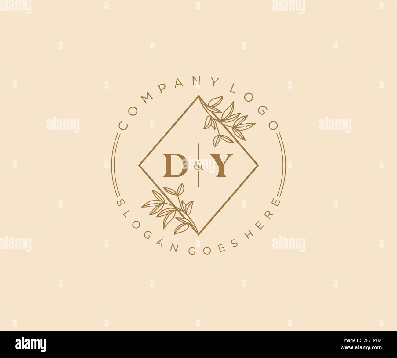 DY Buchstaben schöne florale feminine editierbare vorgefertigte Monoline Logo geeignet für Spa Salon Haut Haar Schönheit Boutique und Kosmetik Unternehmen. Stock Vektor
