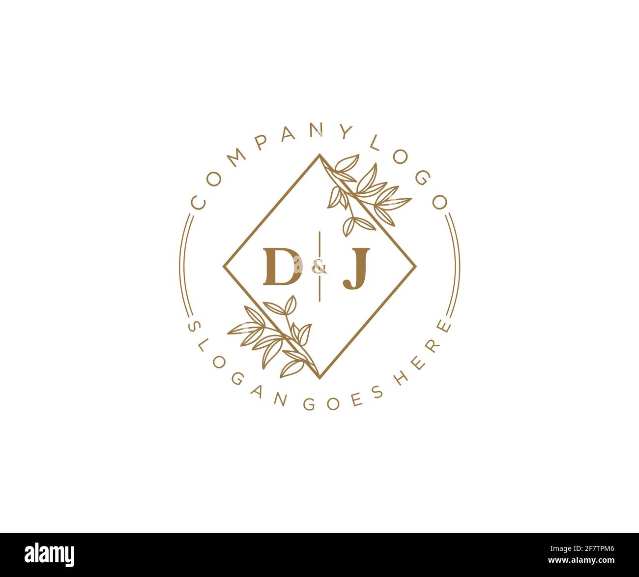 DJ Buchstaben schöne floral feminin editierbar vorgefertigten Monoline Logo geeignet für Spa Salon Haut Haar Schönheit Boutique und Kosmetik Unternehmen. Stock Vektor