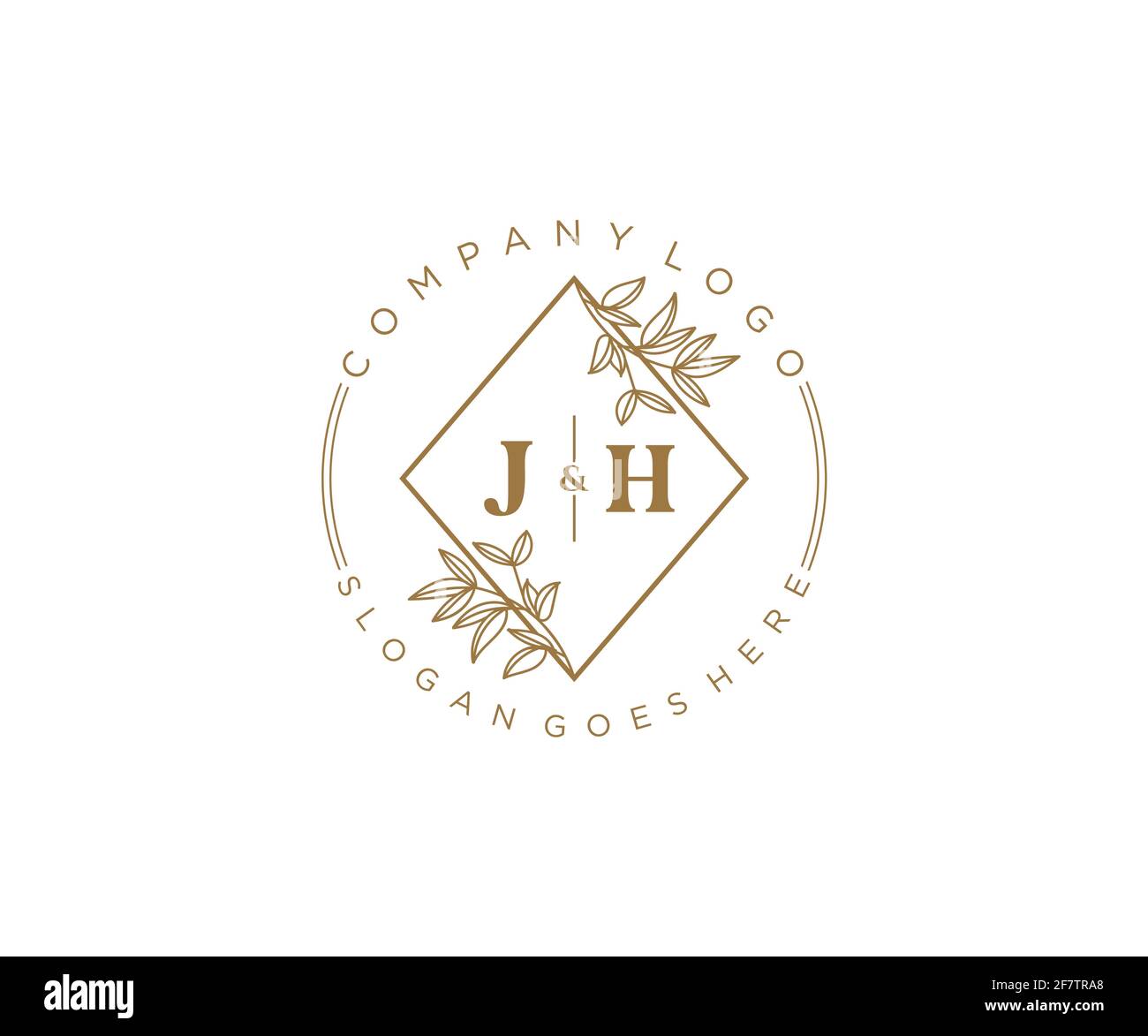 JH Buchstaben schöne florale feminine editierbare vorgefertigte Monoline Logo geeignet für Spa Salon Haut Haar Schönheit Boutique und Kosmetik Unternehmen. Stock Vektor