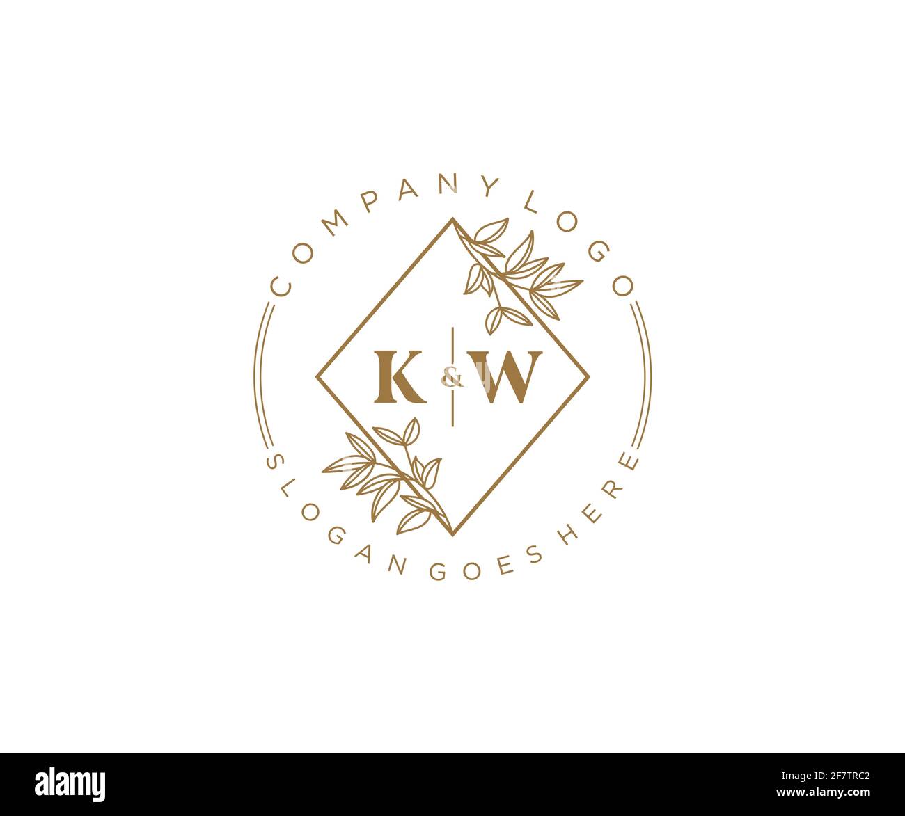KW Letters schöne florale feminine editierbare vorgefertigte Monoline Logo geeignet für Spa Salon Haut Haar Schönheit Boutique und Kosmetik Unternehmen. Stock Vektor