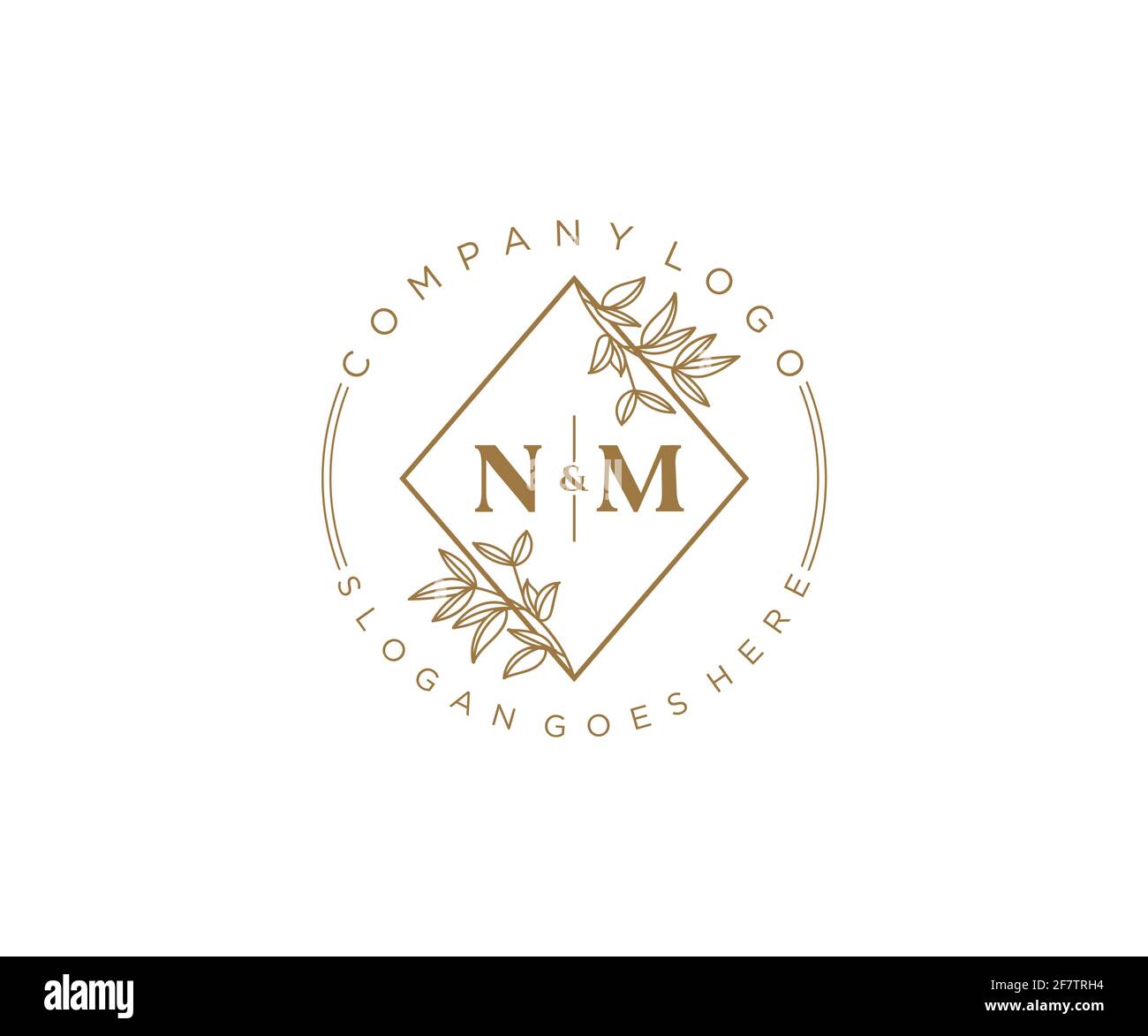 NM Buchstaben schöne floral feminin editierbar vorgefertigten Monoline Logo geeignet für Spa Salon Haut Haar Schönheit Boutique und Kosmetik Unternehmen. Stock Vektor