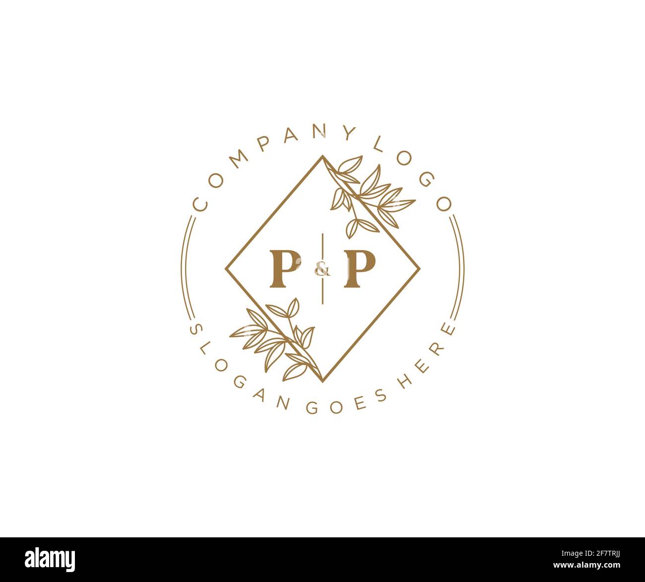 PP Buchstaben schöne florale feminine editierbare vorgefertigte Monoline Logo geeignet für Spa Salon Haut Haar Schönheit Boutique und Kosmetik Unternehmen. Stock Vektor