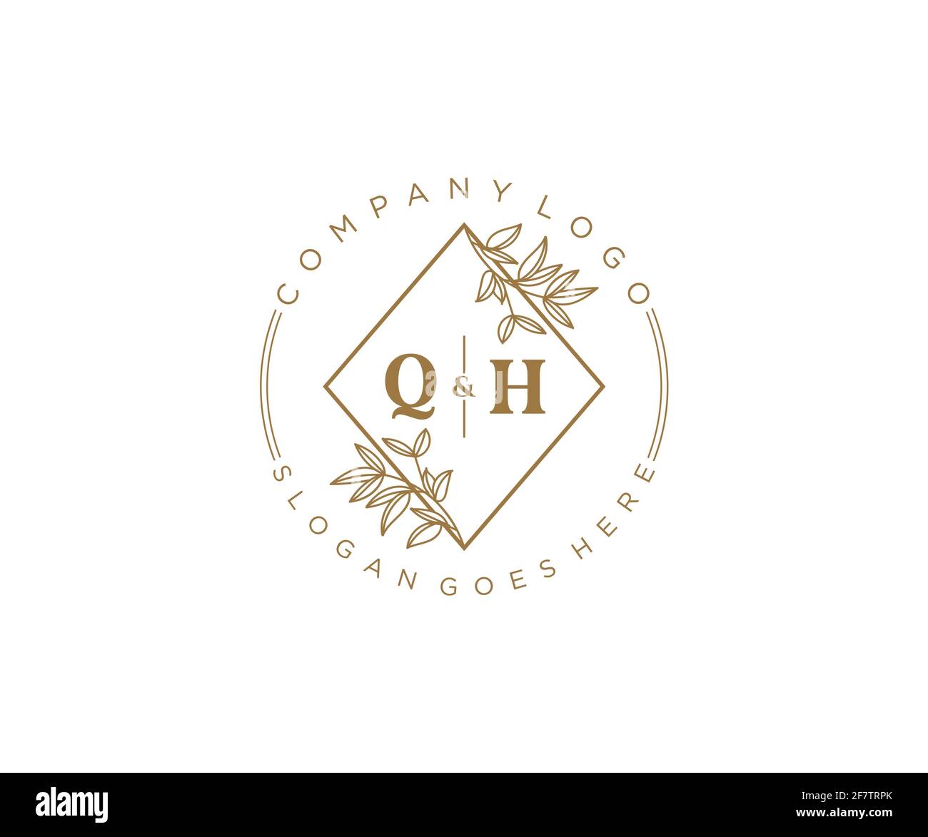 QH Buchstaben schöne florale feminine editierbare vorgefertigte Monoline Logo geeignet für Spa Salon Haut Haar Schönheit Boutique und Kosmetik Unternehmen. Stock Vektor