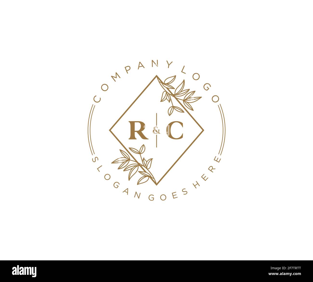 RC Buchstaben schöne florale feminine editierbare vorgefertigte Monoline Logo geeignet für Spa Salon Haut Haar Schönheit Boutique und Kosmetik Unternehmen. Stock Vektor