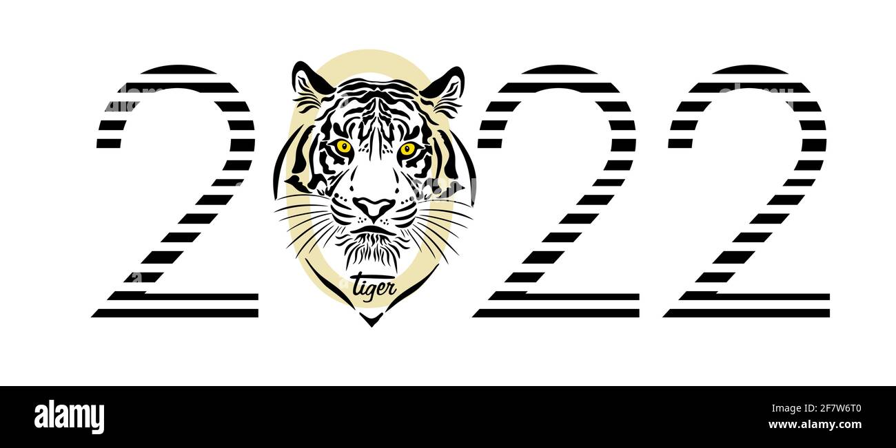 Jahr 2022. Das Jahr des Tigers. Vektorgrafik Stock Vektor
