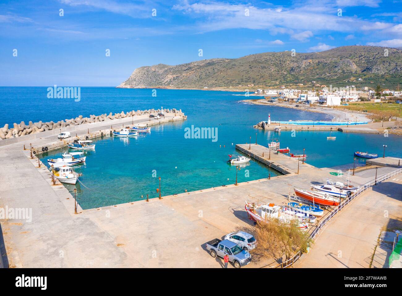 Blick auf das traditionelle griechische Dorf Milatos, Kreta, Griechenland. Stockfoto