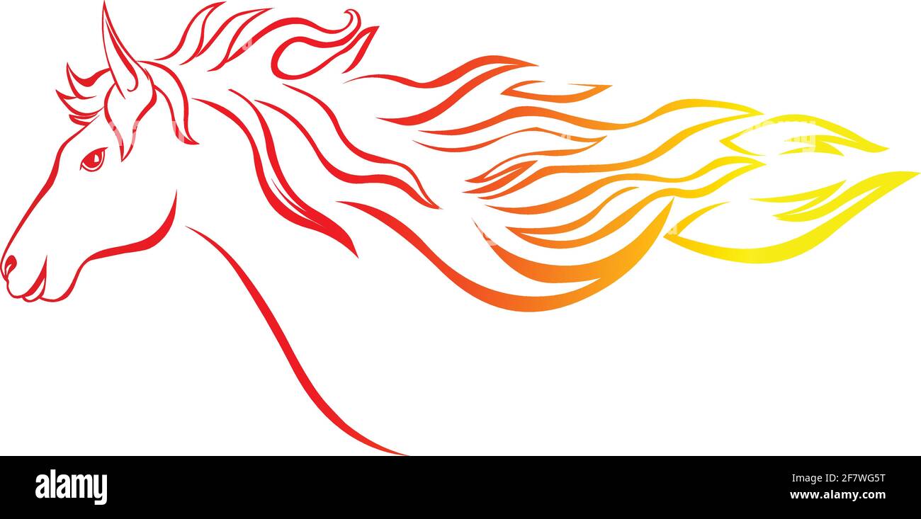Feuer Pferd Logo Symbol Vektor isoliert auf weißem Hintergrund Stock Vektor