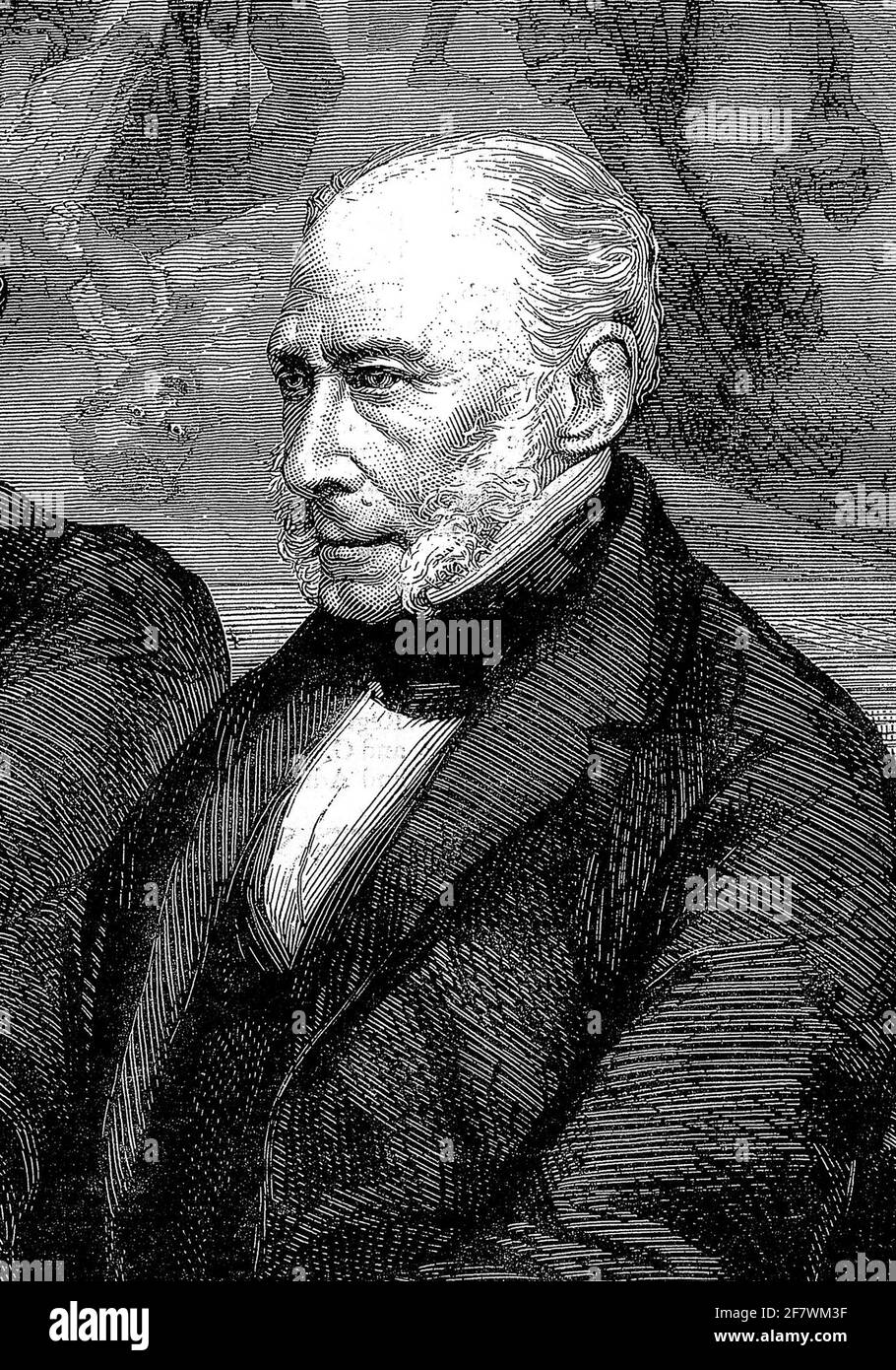 Eingraviertes Porträt von Admiral Robert, Patten, Überlebender der Schlacht von Trafalgar, als er ein Midshipman auf der HMS Bellerophon war Stockfoto