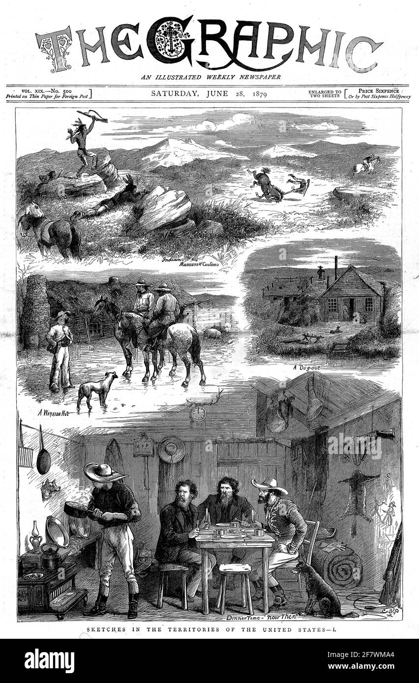 Titelseite der Graphic Newspaper mit Szenen aus dem Territorien der Vereinigten Staaten Stockfoto
