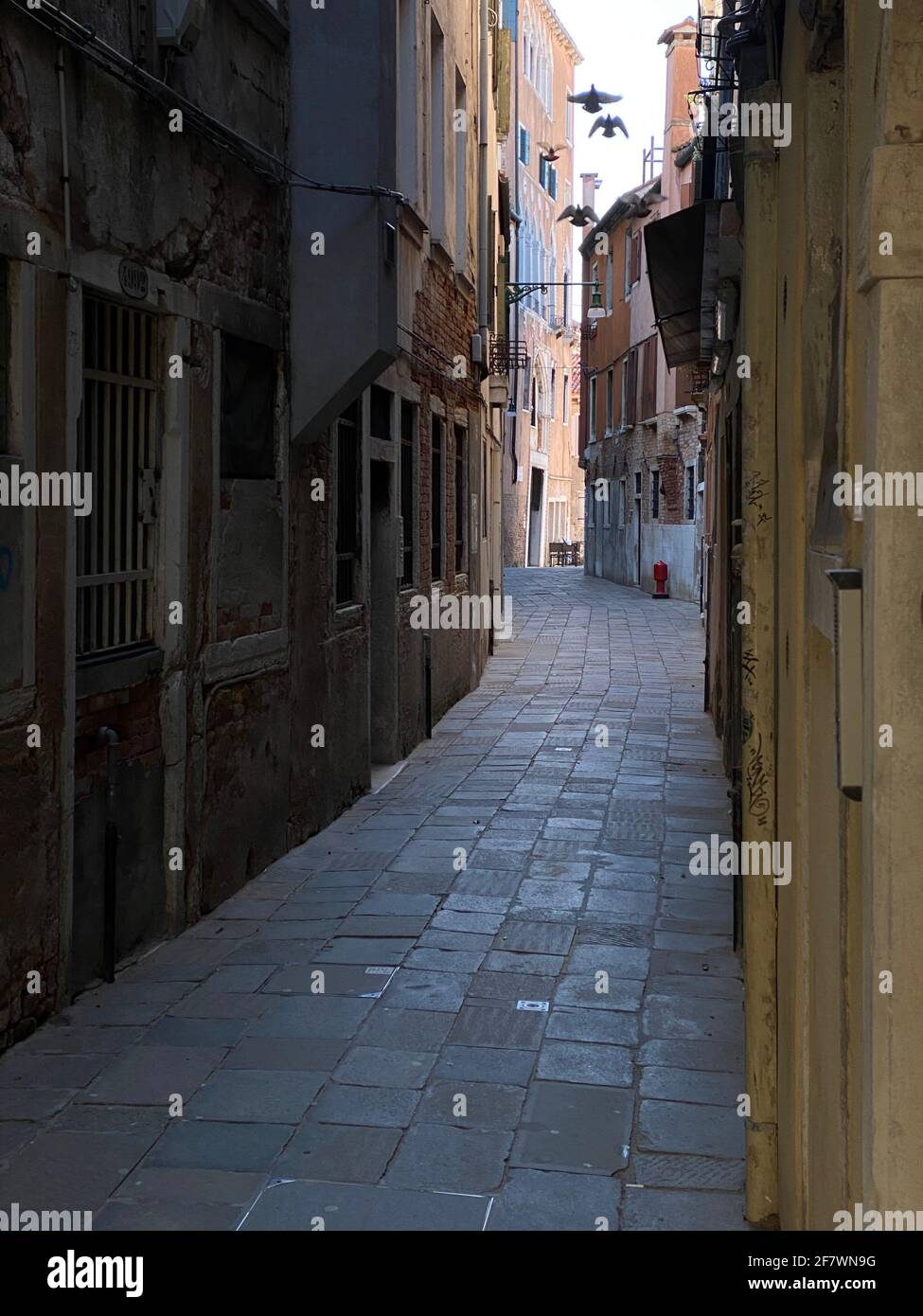 Kleine Straße in Venedig ohne Menschen während der Krise COVID-19, Italien Stockfoto