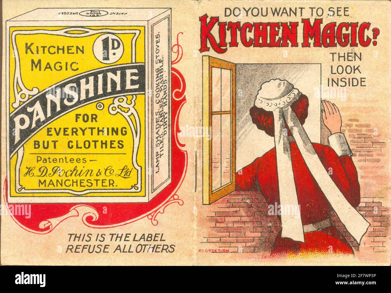 Cover für Werbebroschüre für Panshine, Kitchen Magic Cleaner 1909 Stockfoto