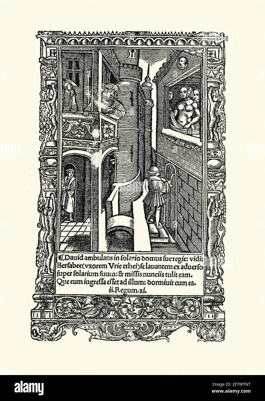 David und Bathsheba, Page aus einem französischen Gebetbuch aus dem 15. Jahrhundert, mittelalterliche Kunst Stockfoto David und Bathsheba, Page aus einem französischen Gebetbuch aus dem 15. Jahrhundert, mittelalterliche Kunst Stockfoto