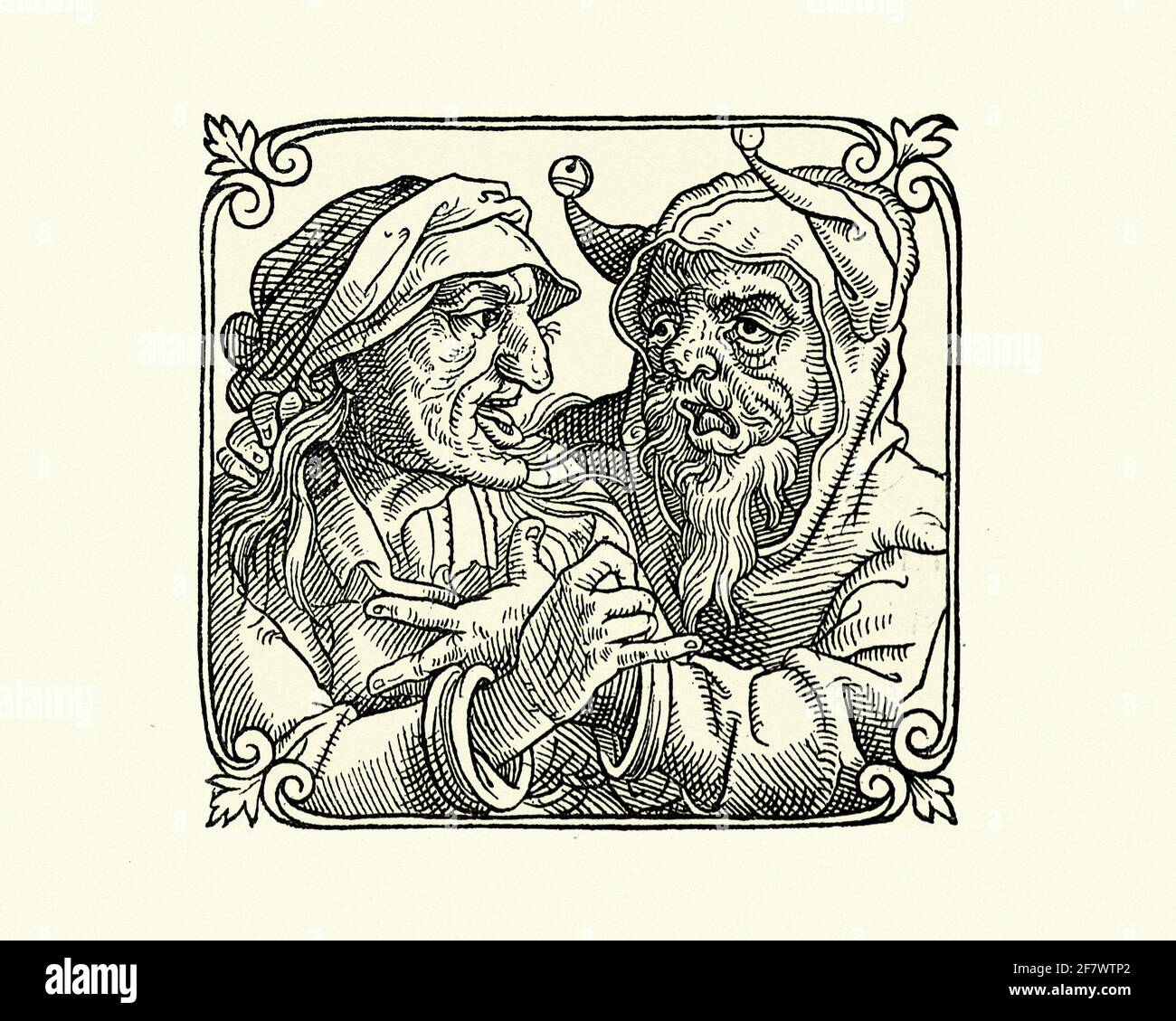 Der alte Narr oder Narr. Alter schützt nicht vor Dummheit. 16. Jahrhundert Stockfoto