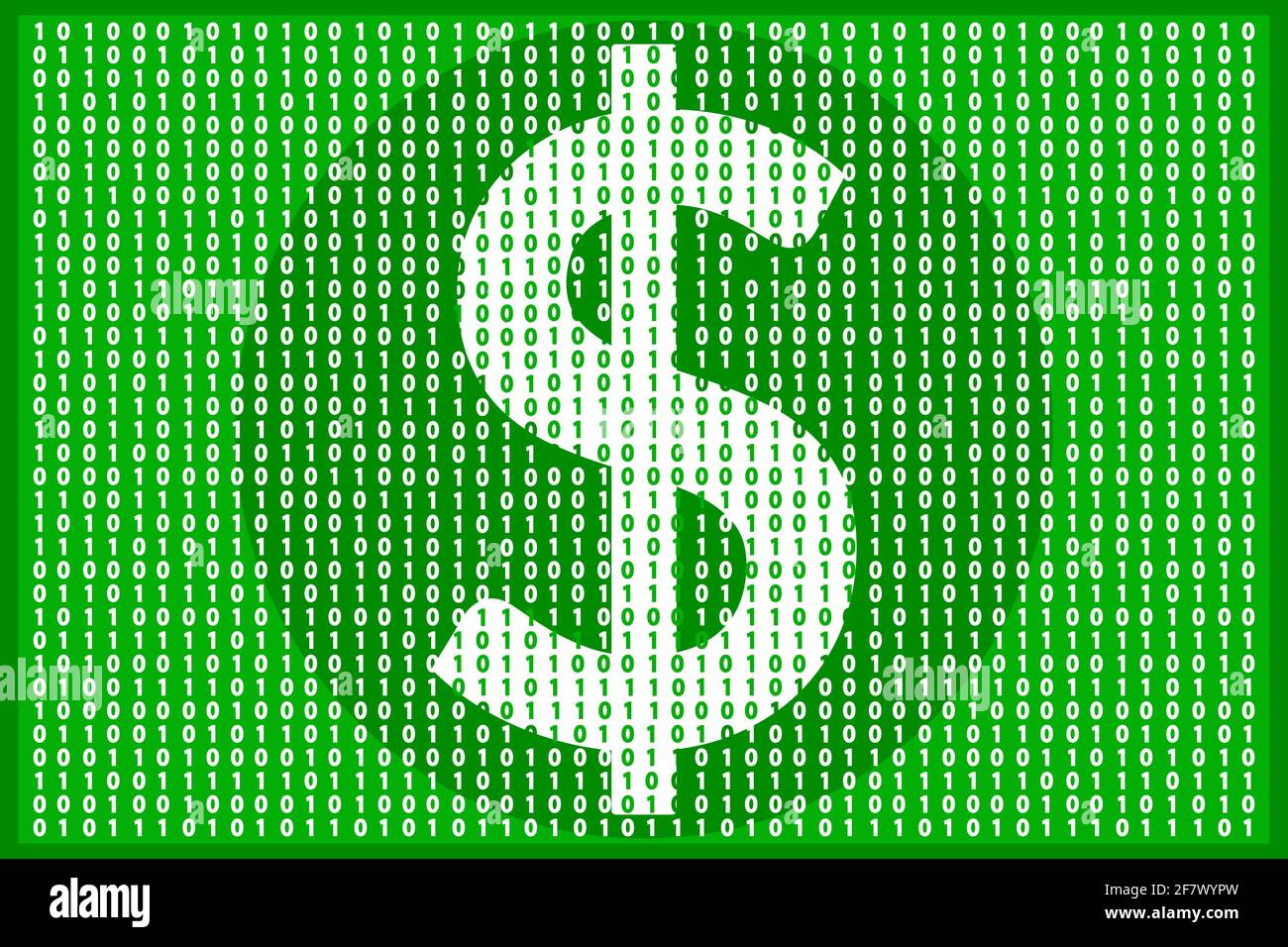 Hintergrund der digitalen Dollar-Währung mit einer und null Binärcode-Ziffer. Kryptowährung elektronisches Geld und digitales Banking. Vektorgrafik Stock Vektor