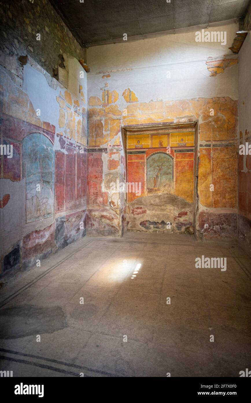 Torre Annunziata. Italien. Archäologische Stätte von Oplontis (Villa di Poppea / Villa Poppea / Villa A). Das Caldarium, später in einen sitzenden Ro verwandelt Stockfoto