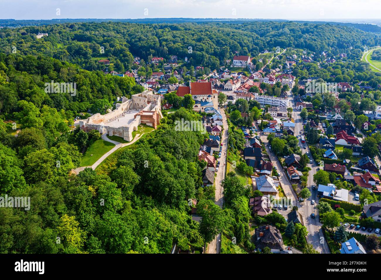 Luftaufnahme der historischen Stadt Kazimierz Dolny nad Wisla in Polen Stockfoto