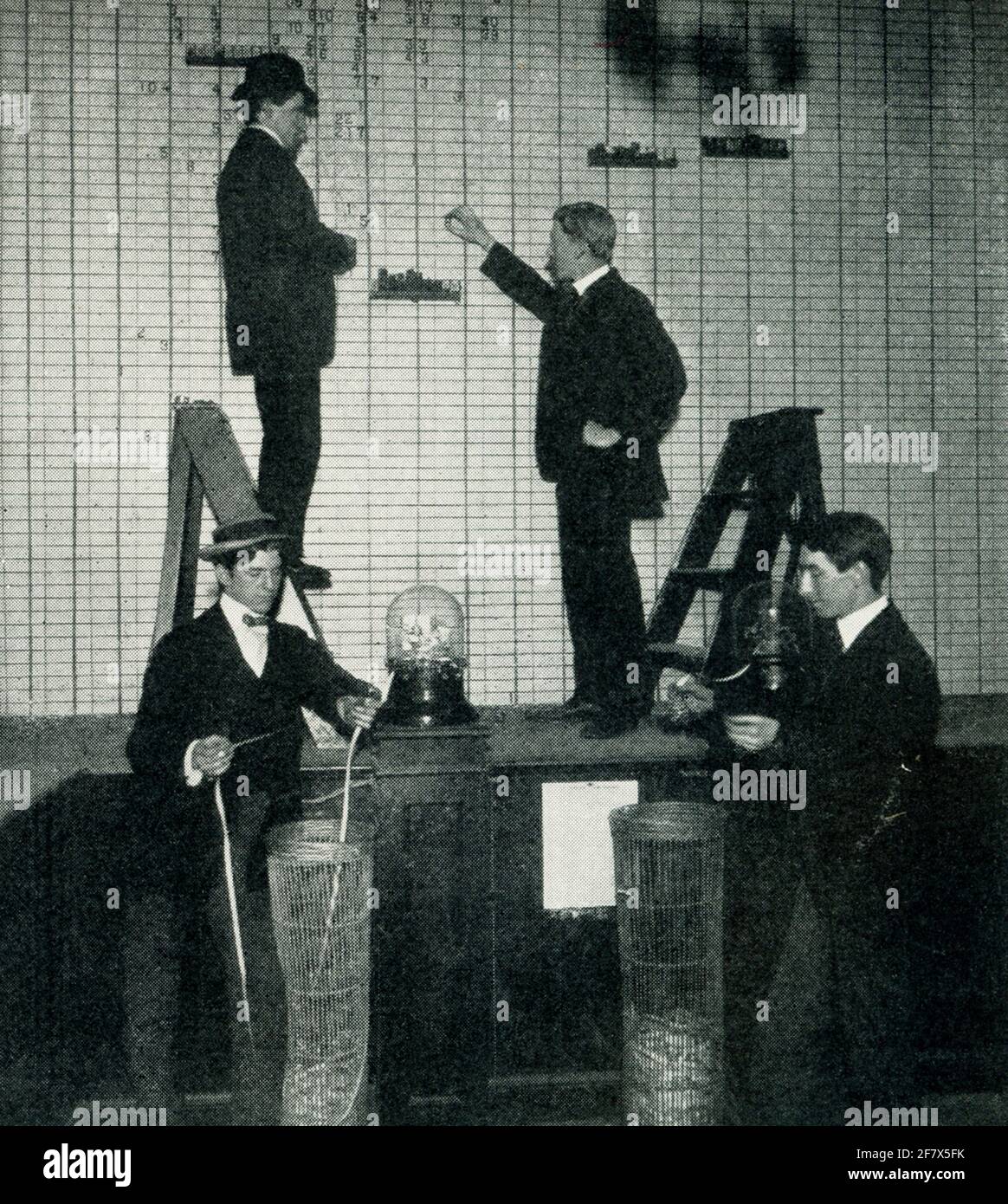 Dieses Foto aus dem Jahr 1903 zeigt das Büro eines Börsenmaklers an der Wall Street. Stockfoto
