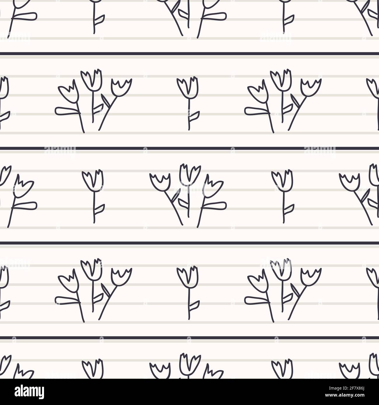 Niedliche Schwarz Weiss Kritzelte Blume Kinder Doodle Hintergrund Handgezeichnetes Skurrile Motiv Im Nahtlosen Muster Naive Einfache Charakter Cartoon Fur Minimale Baby Stock Vektorgrafik Alamy