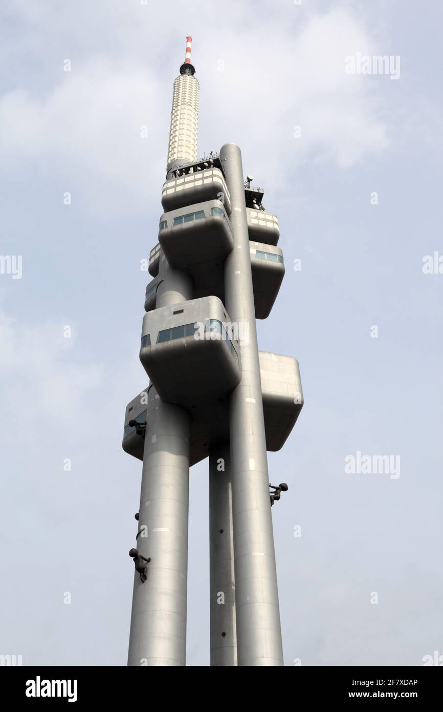 Blick auf den Fernsehturm in Prag, Tschechische republik Stockfoto