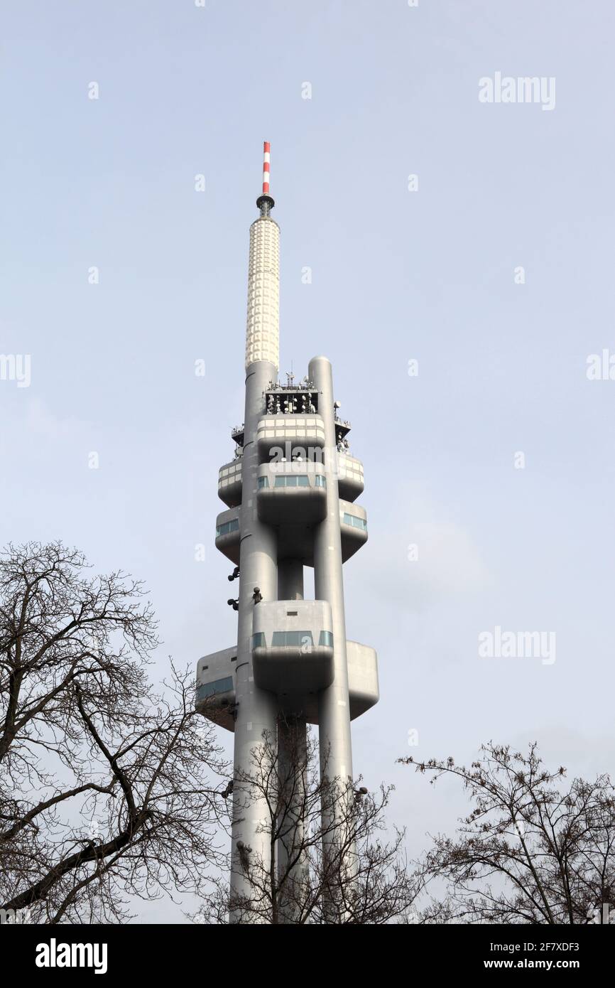 Blick auf den Sendeturm in Prag, Tschechische republik Stockfoto