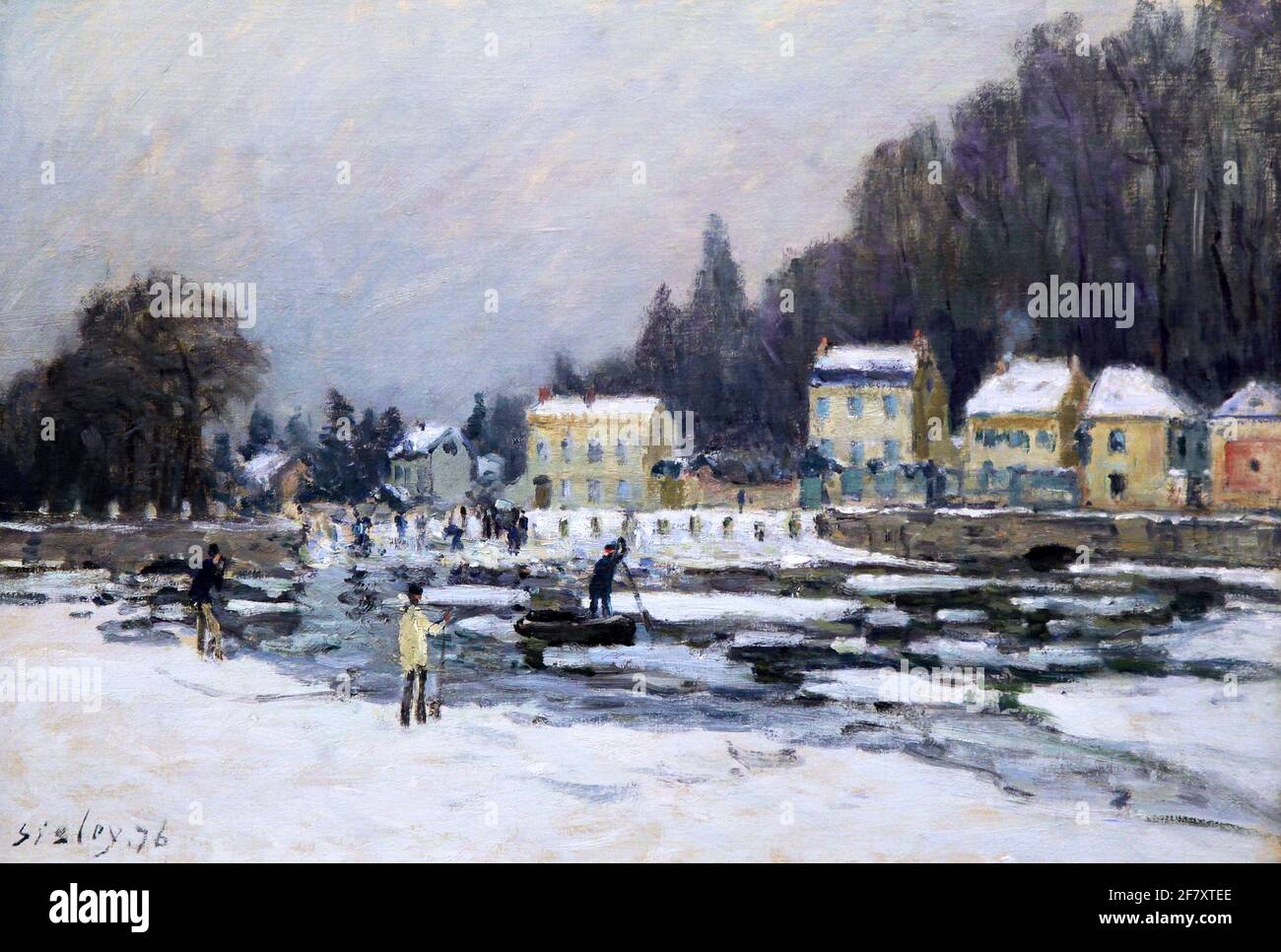 Le debacle de la seine a Port-Marly 1876 von Alfred Sisley 1839-1899.Impressionistischer Landschaftsmaler, geboren in Frankreich mit einem Briten Staatsbürgerschaft Stockfoto