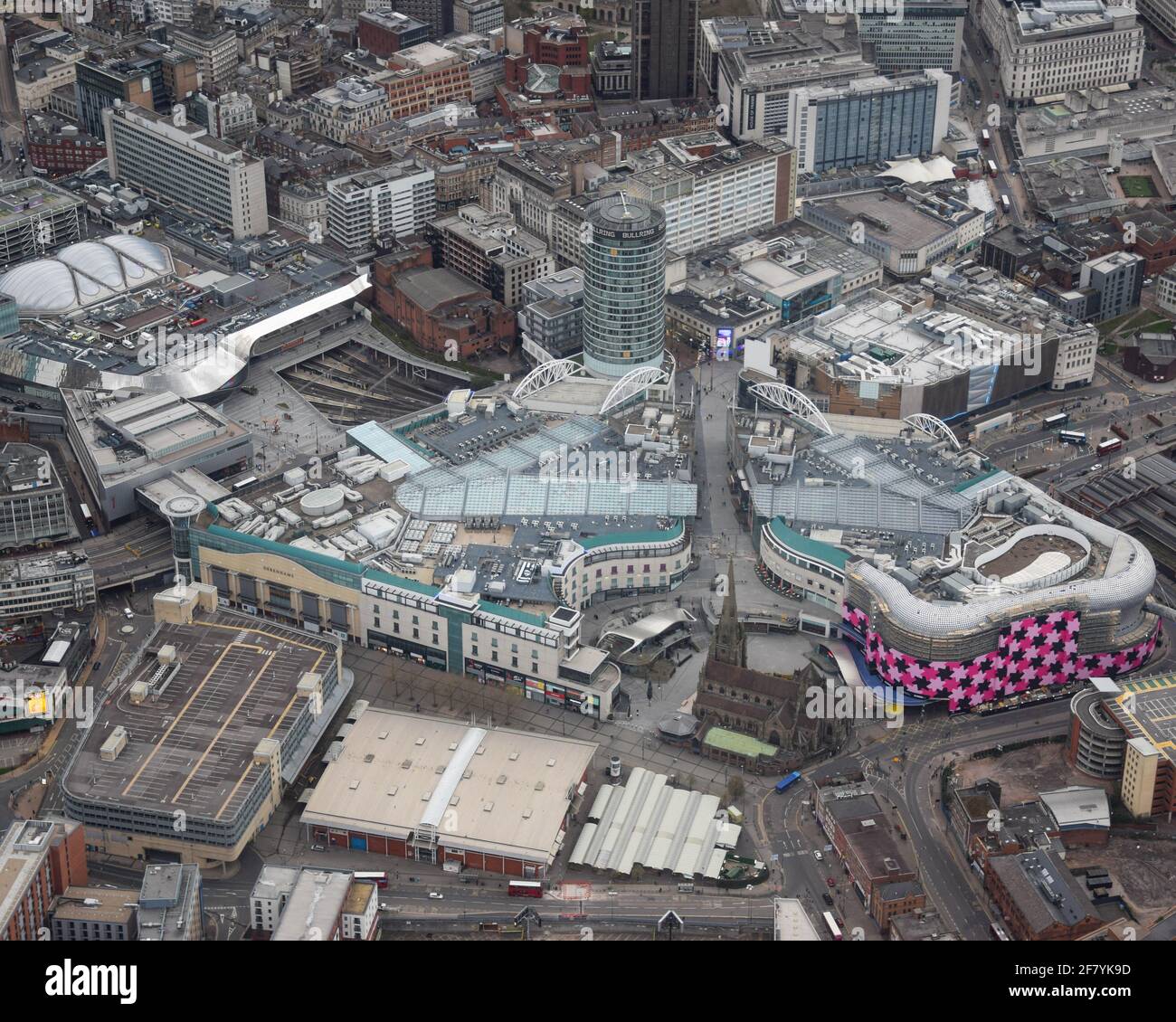 Birmingham City Centre aus der Luft. Stockfoto