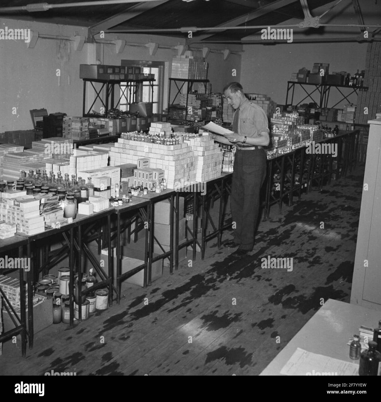 Lagerung von Material für den medizinischen Dienst. Stockfoto