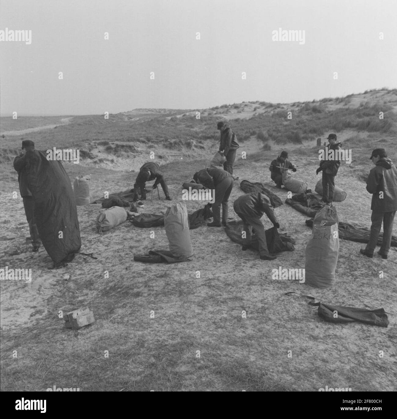 Biwak erste militärische Formation auf Texel. Stockfoto