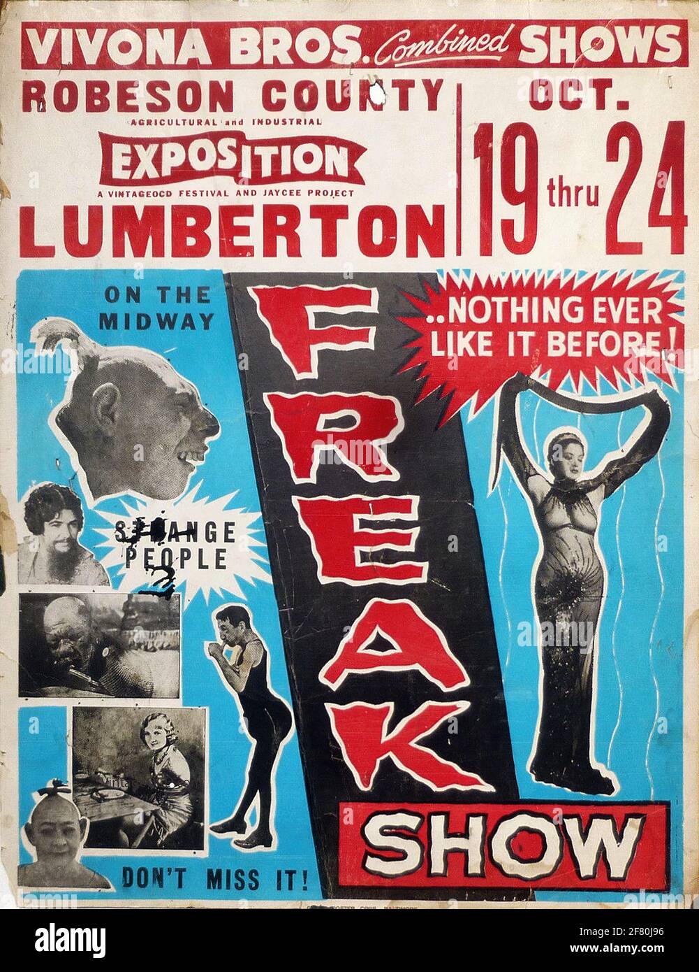 Ein Vintage Poster für eine Freak Show Stockfoto