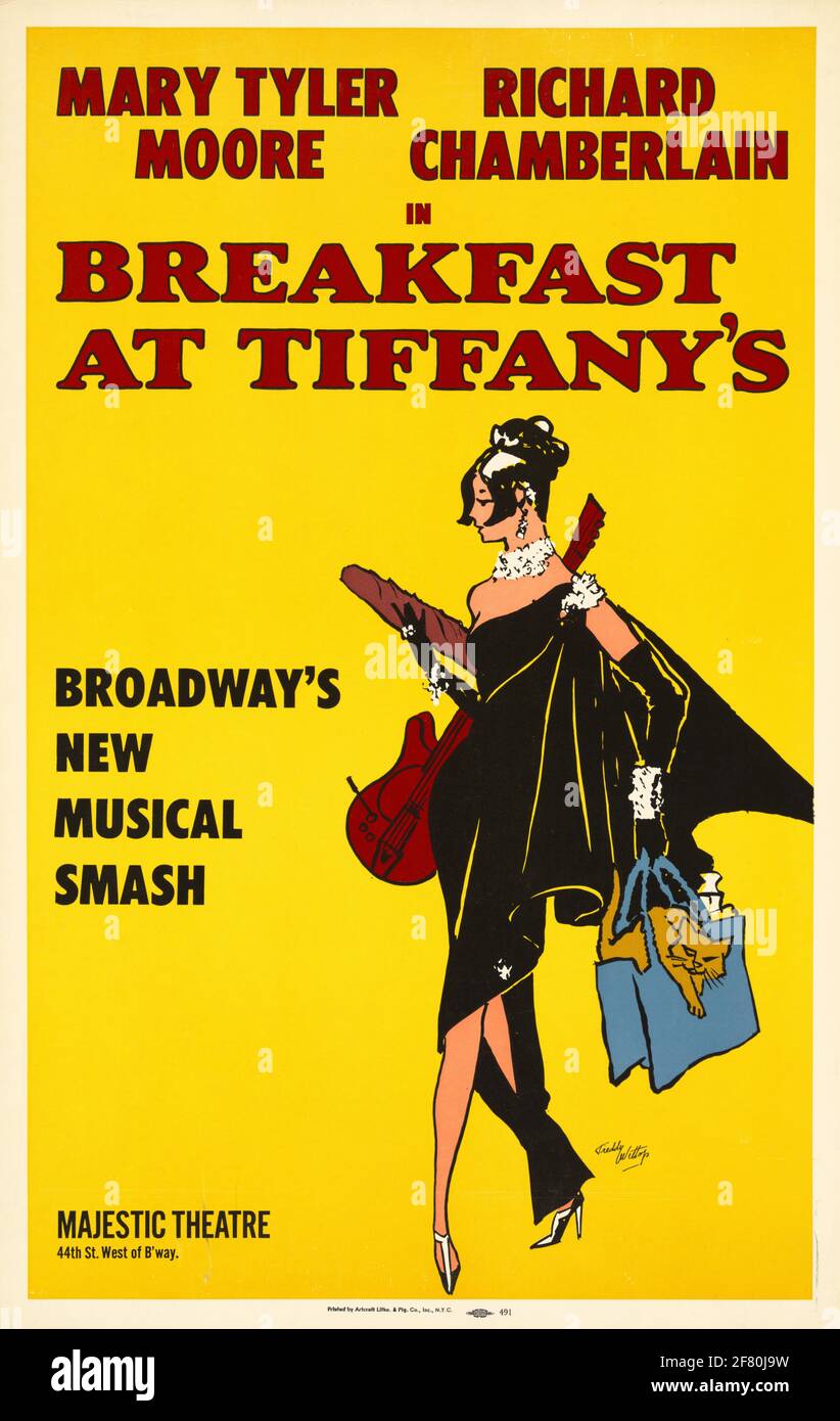 Ein Vintage-Plakat für Theaterproduktionen zum Frühstück bei Tiffanys Stockfoto