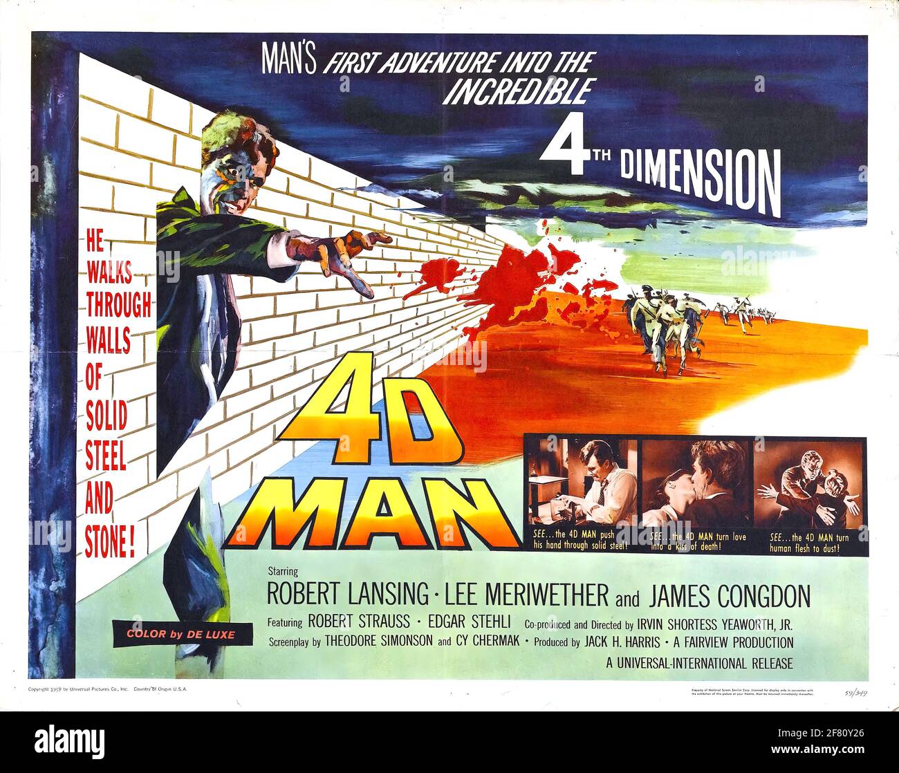 Ein Vintage B-Movie Actionfilm Poster für 4D man mit Robert Lansing Stockfoto