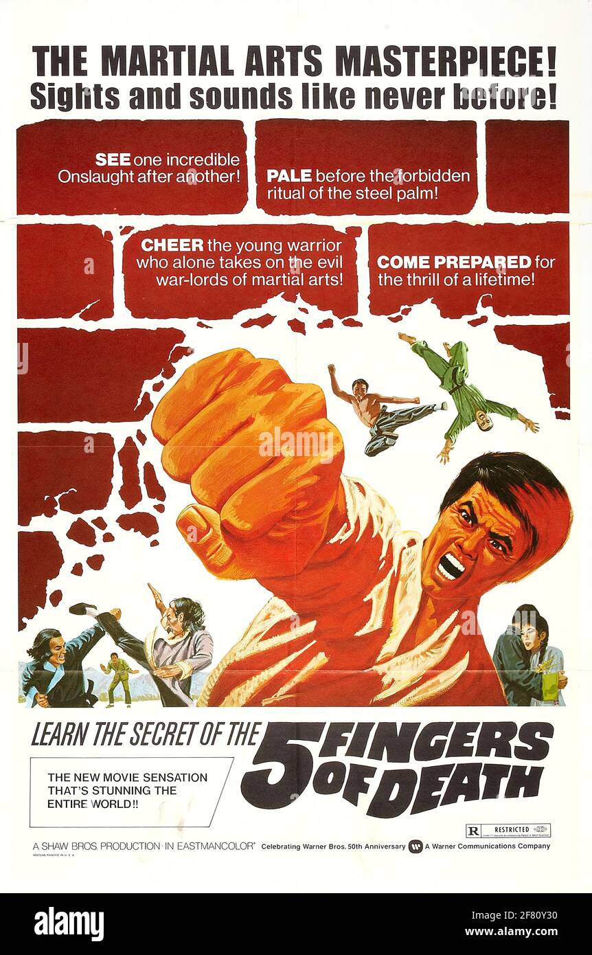 Ein Vintage B-Movie Actionfilm Poster für 5 Finger Tod Stockfoto