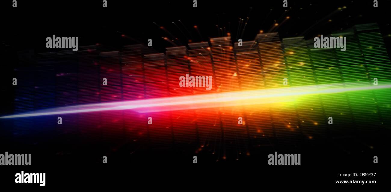 Bewegte schnelle Musik Equalizer Bar. Stellen tiefere Klang und emotionale in Klang der Musik. Audio Waveform Equalizer auf schwarzem Hintergrund. visualizer abst Stockfoto