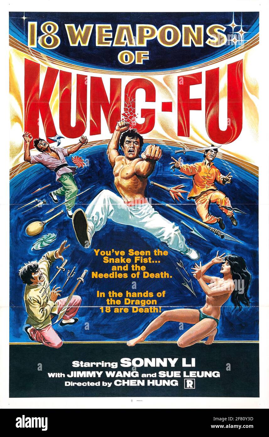 Ein Vintage B-Movie Actionfilm Poster für 18 Waffen Kung Fu Stockfoto