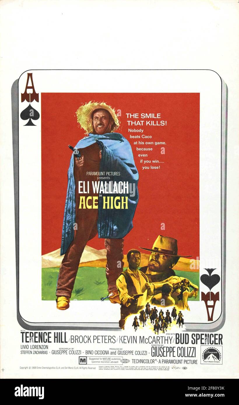 Ein altes B-Movie-Action-Filmposter für Ace High Stockfoto