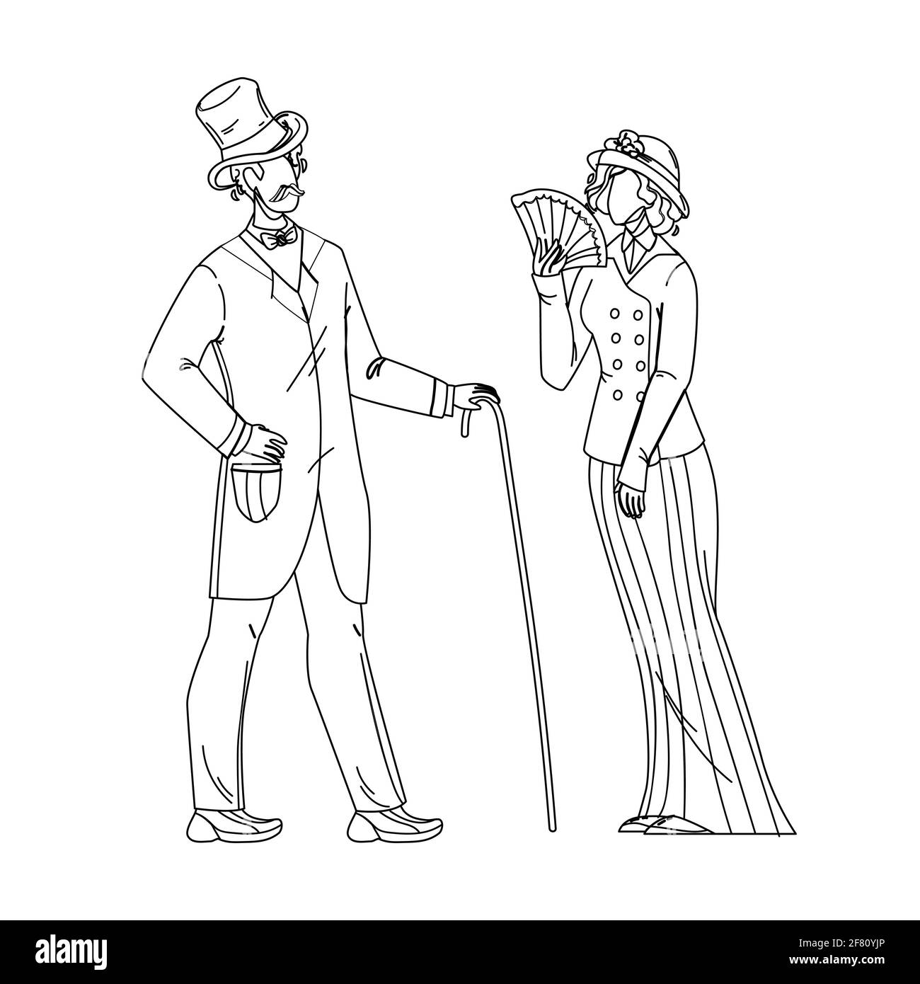 1900 Victorian People Lady And Gentleman Vektor Illustration Stock Vektor