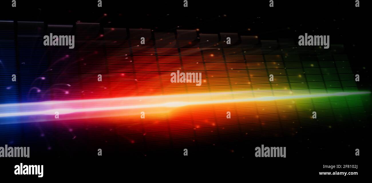 Bewegte schnelle Musik Equalizer Bar. Stellen tiefere Klang und emotionale in Klang der Musik. Audio Waveform Equalizer auf schwarzem Hintergrund. visualizer abst Stockfoto