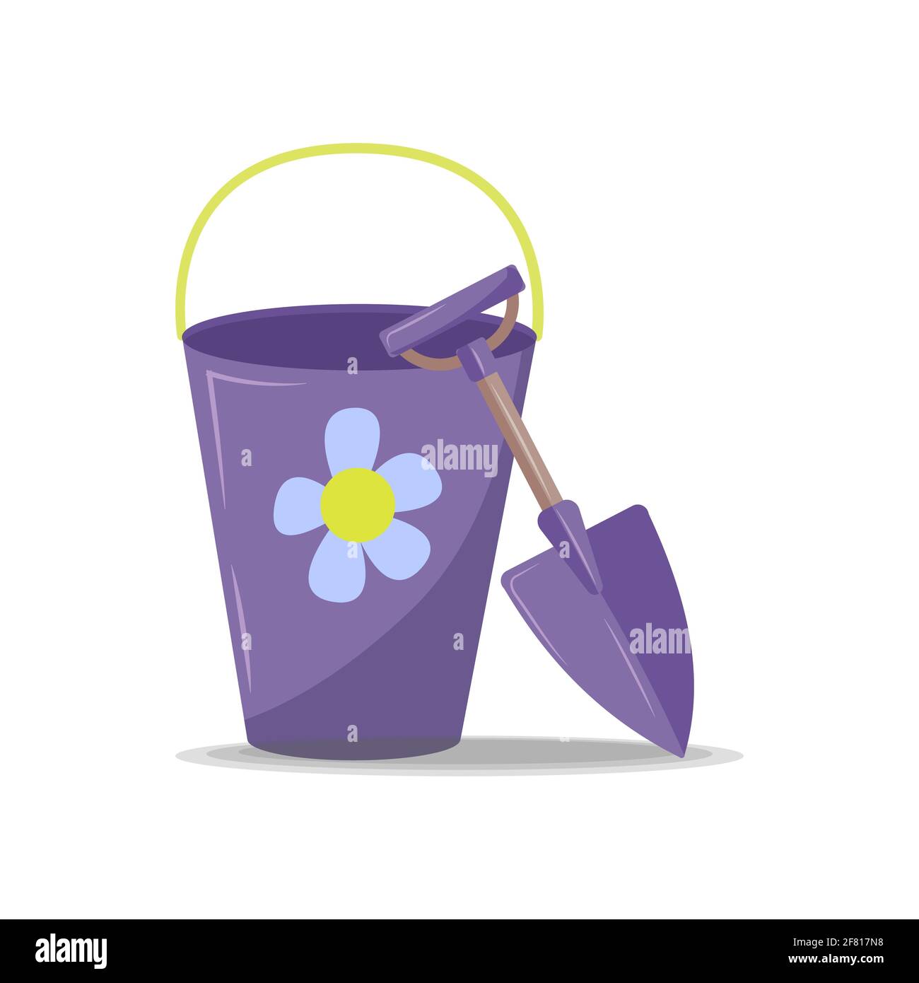 Violette Gartengeräte Schaufel isoliert auf weißem Hintergrund Stock Vektor