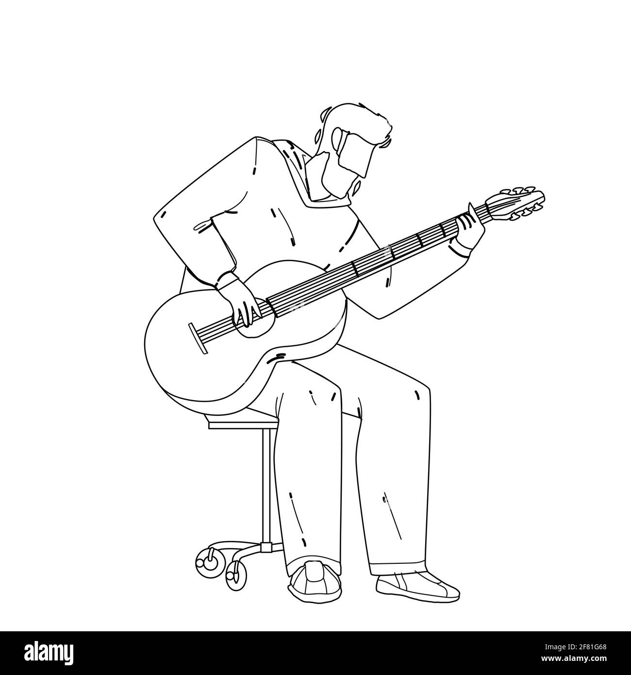 Spielen Gitarre Musiker Instrument Boy Vektor Illustration Stock Vektor